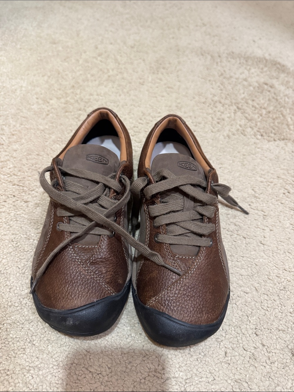 KEEN women’s Presidio Brown Leather Athletic Lace-Up Sneakers - Picture 3 of 4